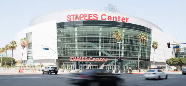 Staples Center building in Los Angeles.