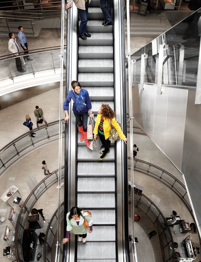 escalator with people