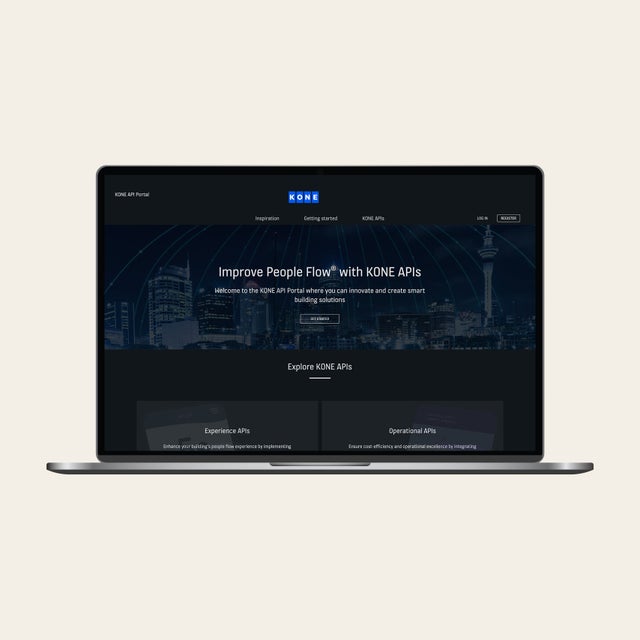 Computer screen with KONE API service