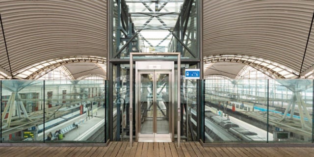 trains station with elevator