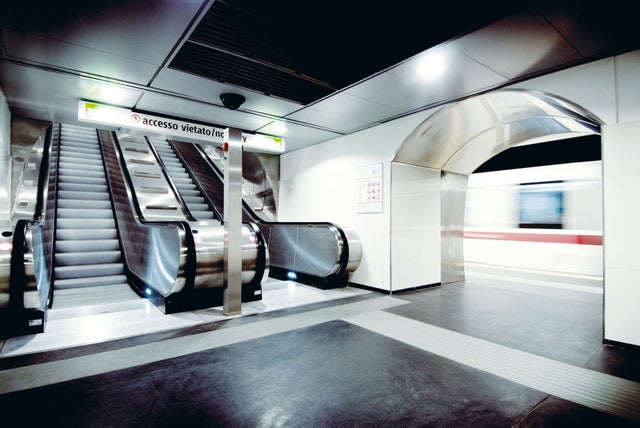Escalators in a metro station
