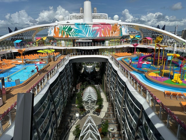 The outer deck of the cruise ship Utopia of the Seas.
