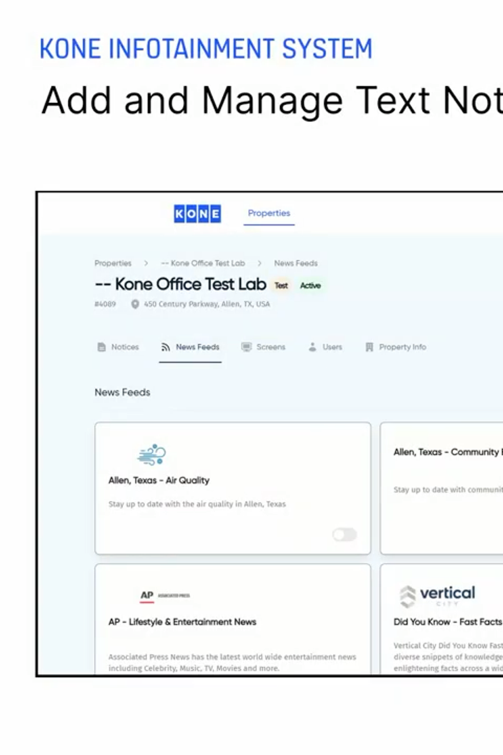 Add Manage Text Notices   KONE Infotainment Customer Training