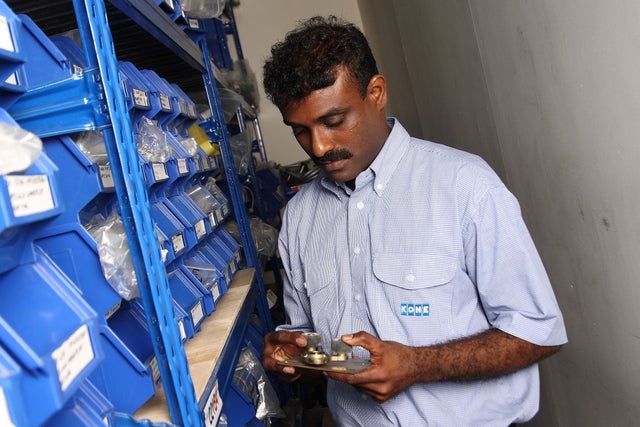 Warehouse with spare parts on stock