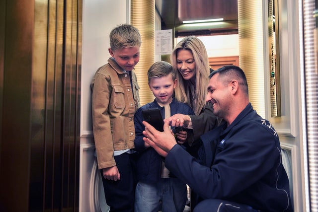 Family in elevator