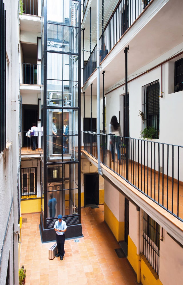 Corridor and elevator in a residential building