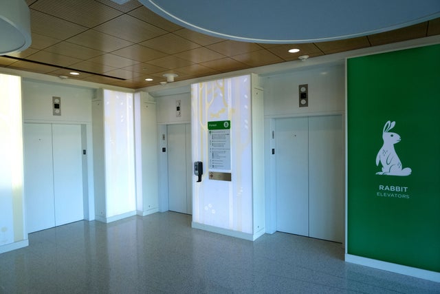 Hospital elevator lobby