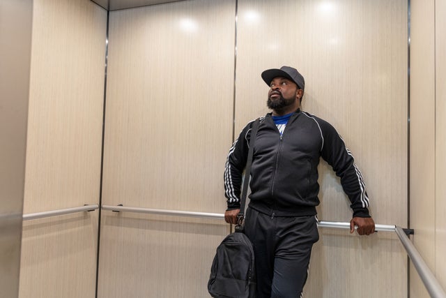 Man in an elevator