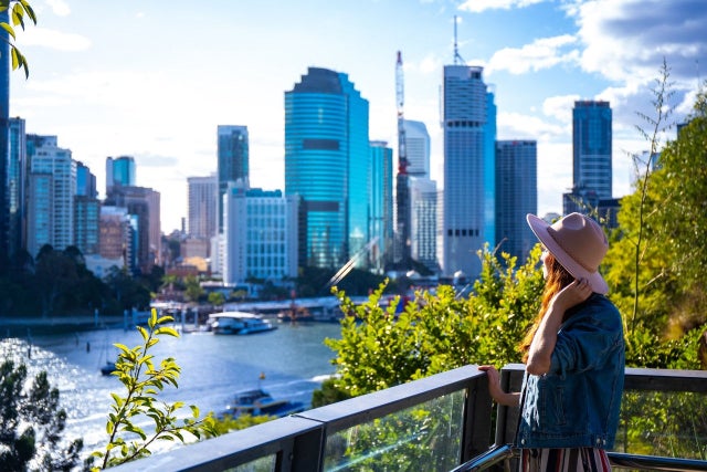City view with a woman