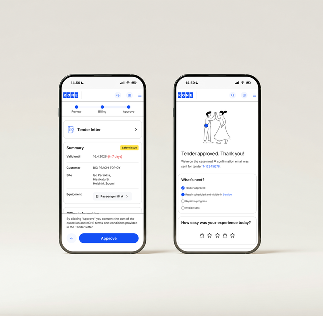 myKONE mobile views