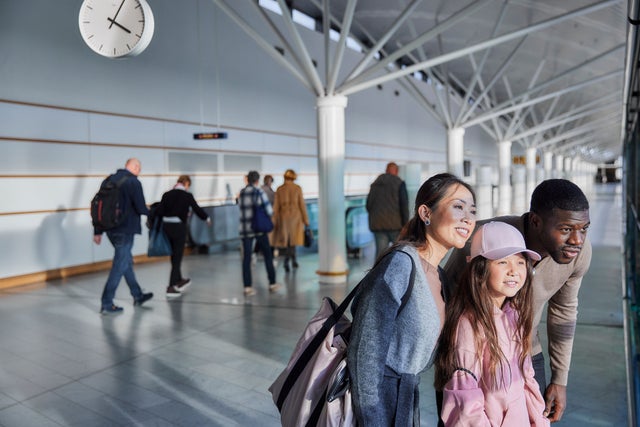 Family in an airport