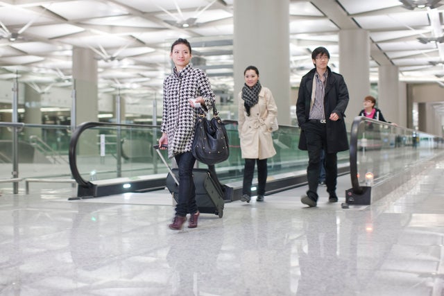 People walking inside Hongqiao Transport Hub