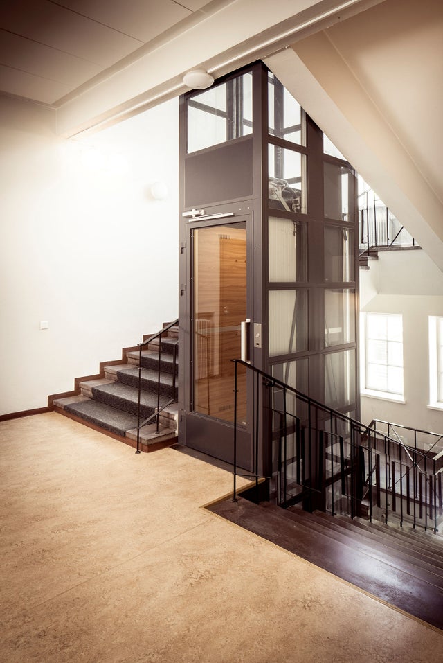 Residential building stairs and elevator