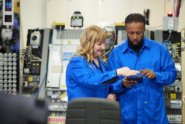 Two employees at an R&D site
