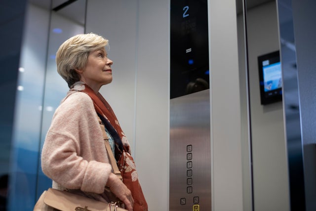woman in an elevator