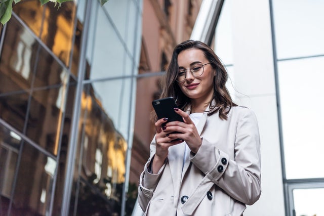 Woman looking at a phone