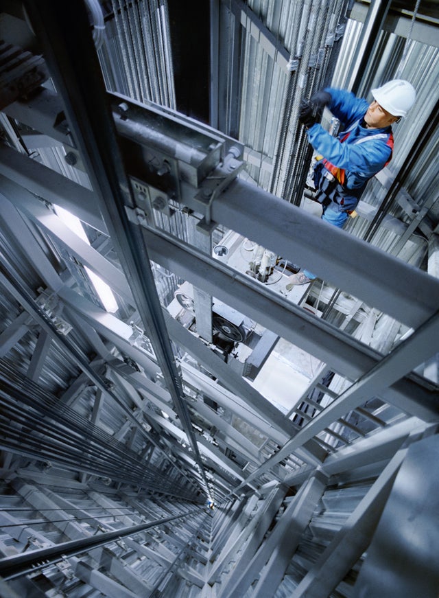 KONE Technician in Tytyri elevator shaft