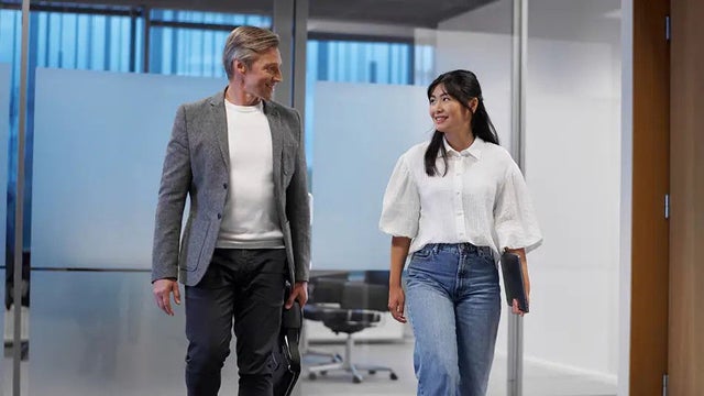 Man and a woman walking