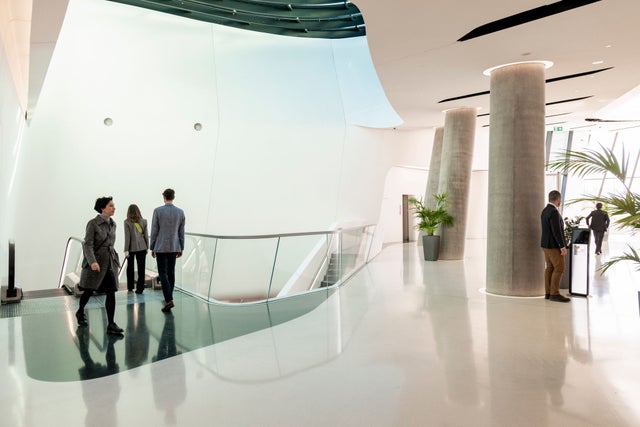 People in a modern office space.