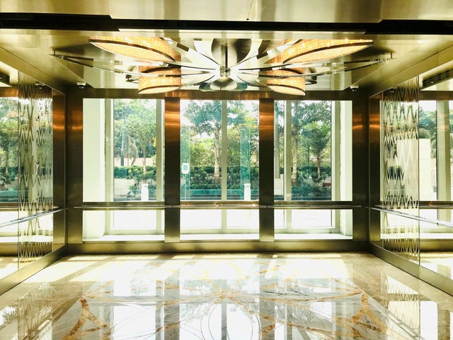 Inside of world's largest elevator.