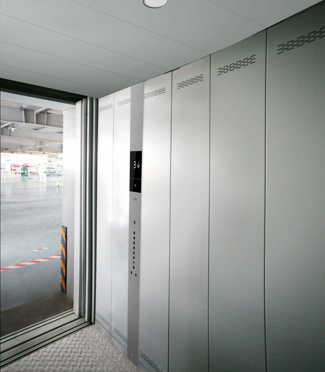 Interior of a freight elevator