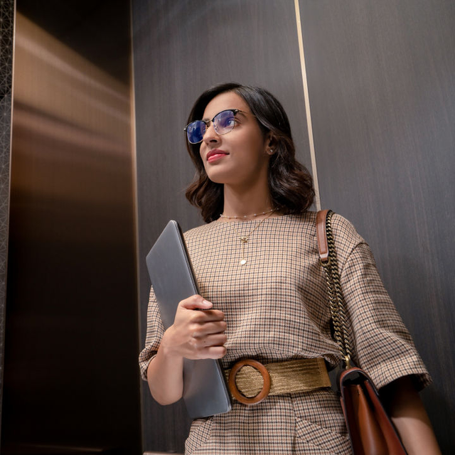 Woman in an elevator