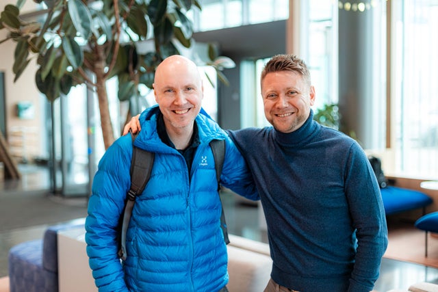 Riku Lampinen and Luis Garcia, pictured for the kone.com "Champions of KONE" story