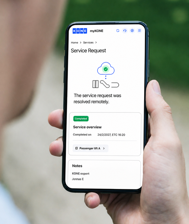 myKONE mobile view with service information