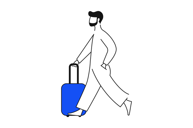 Man walking with a suitcase illustration