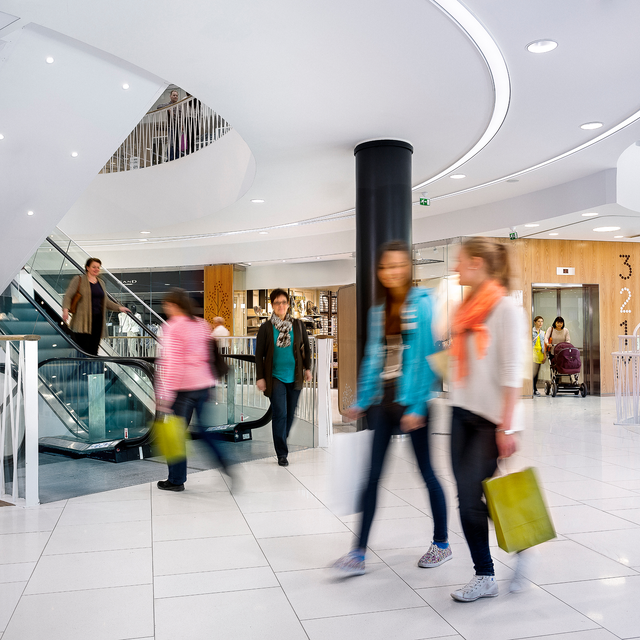 People walking in a shopping center