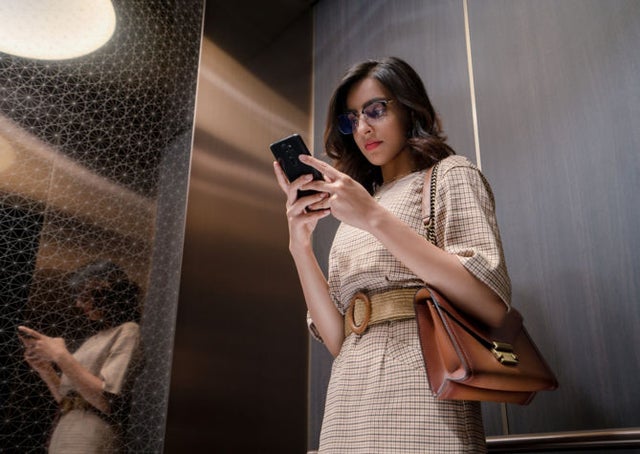 Woman in an elevator