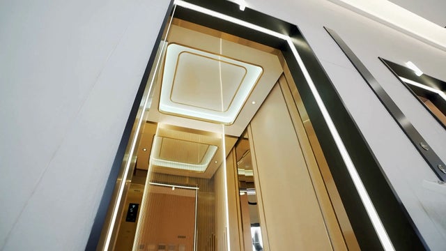 Elevator interior and lighting closeup