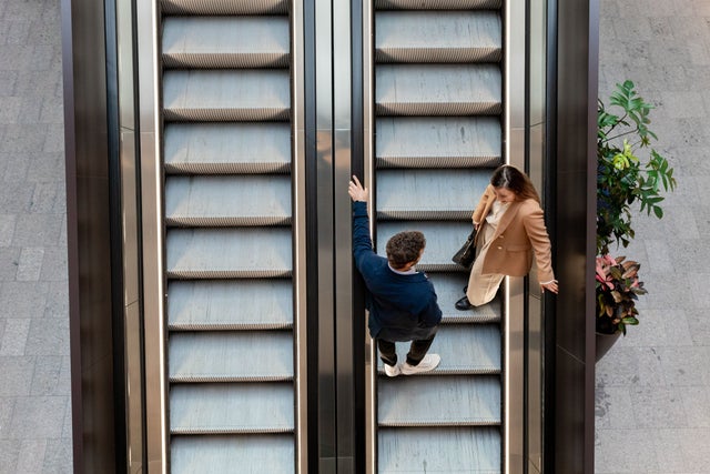 Escalator with people