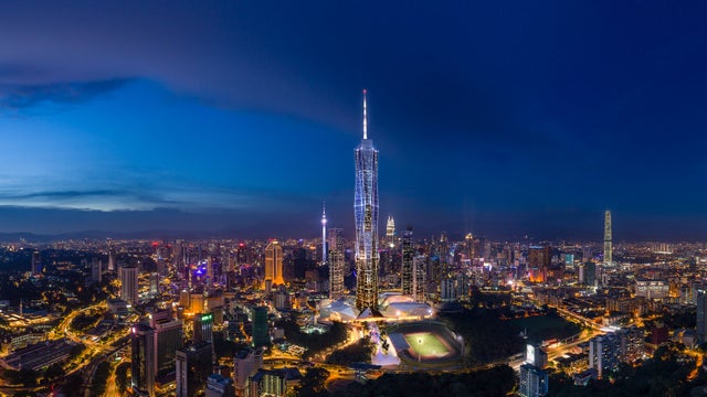 Merdeka in Kuala Lumpur skyline by night