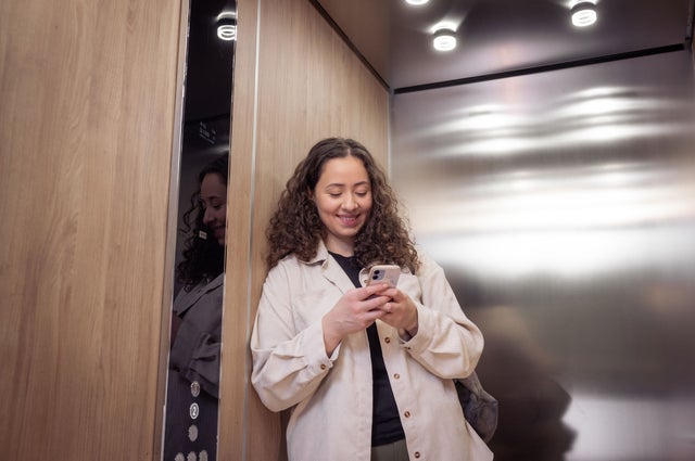 woman in an elevator