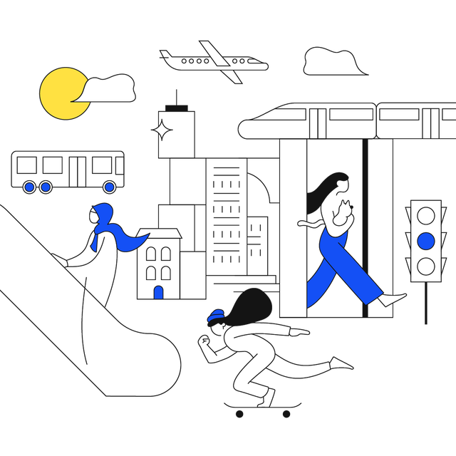 Illustration city users