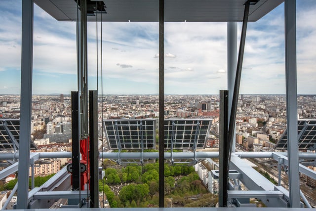 Window view from inside Tribunal de Paris