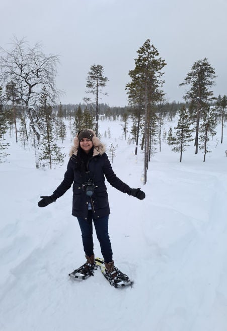 Woman posing in a winter landscape