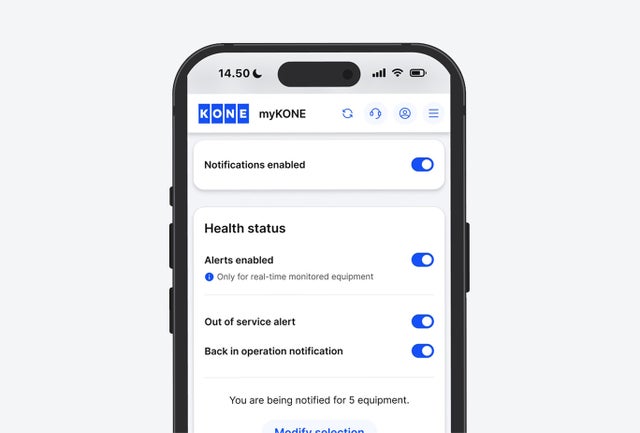 myKONE mobile view