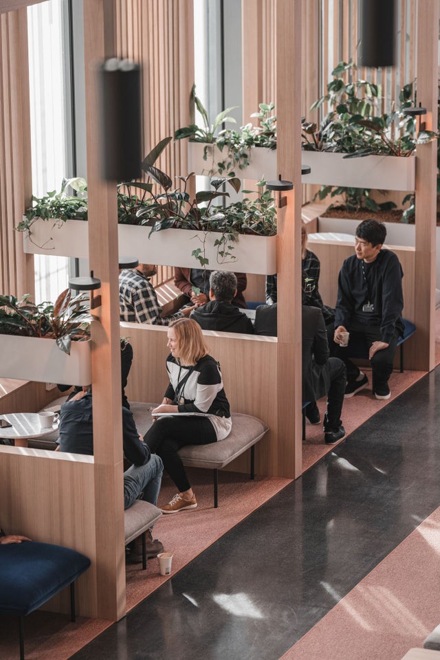 People sitting in lobby