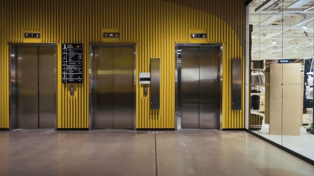 An elevator lobby.